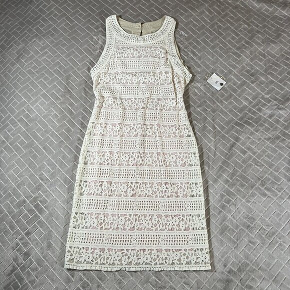 Kimchi Blue Size Small Short Mini Dress Cream White Lace Body Con Heart Buttons - Picture 1 of 9